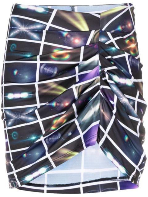 graphic-print ruched miniskirt by MAISIE WILEN