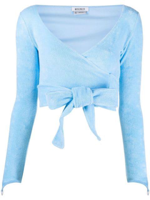 knitted wrap crop top by MAISIE WILEN