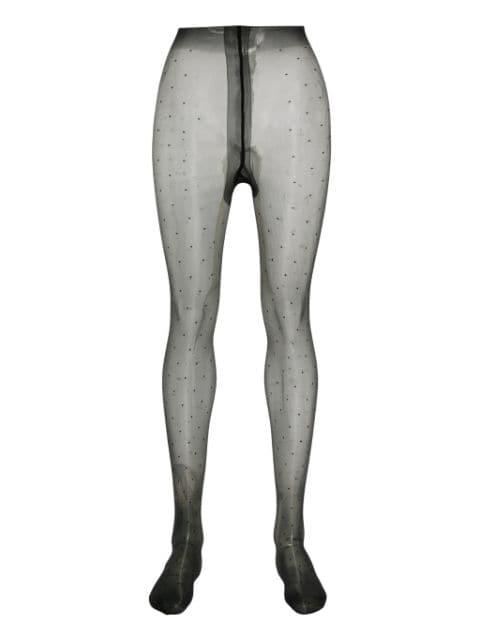 Plumetis Glossy polka dot tights by MAISON CLOSE