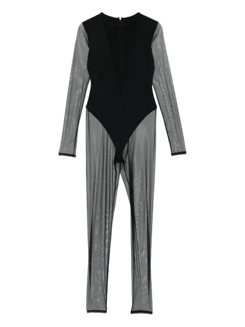 Pure Tentation V-neck mesh catsuit by MAISON CLOSE