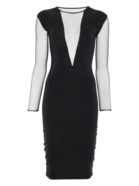 Pure Tentation long-sleeve V-Neck midi dress by MAISON CLOSE