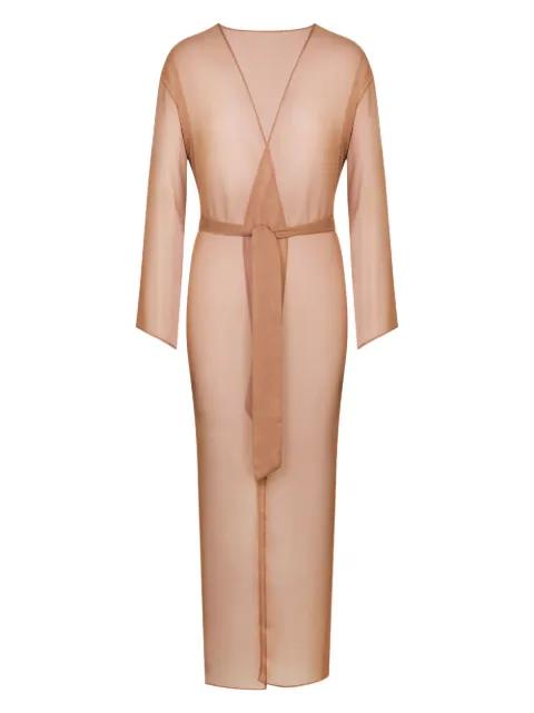 belted sheer robe by MAISON CLOSE