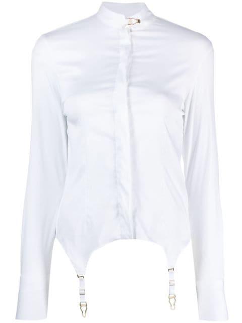 braces-detail poplin shirt by MAISON CLOSE