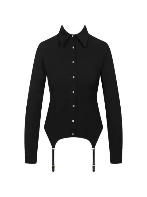 lace back suspender shirt by MAISON CLOSE