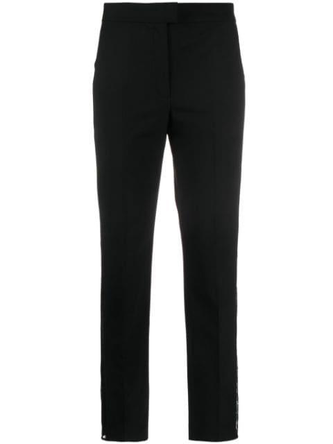 lace-stripe virgin-wool blend tailored pants by MAISON CLOSE