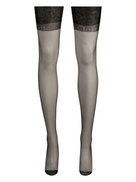 logo-intarsia semi-sheer stockings by MAISON CLOSE