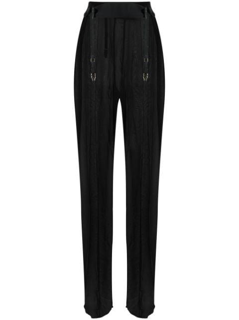 logo-print strap sheer trousers by MAISON CLOSE