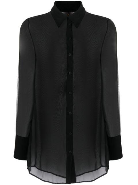 long-sleeve semi-sheer shirt by MAISON CLOSE