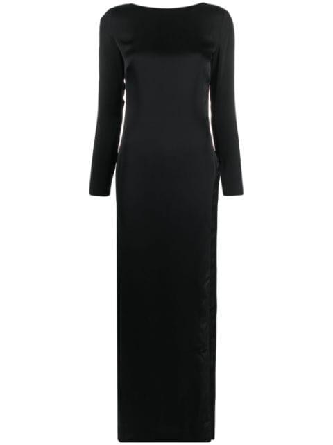 satin V-back maxi dress by MAISON CLOSE