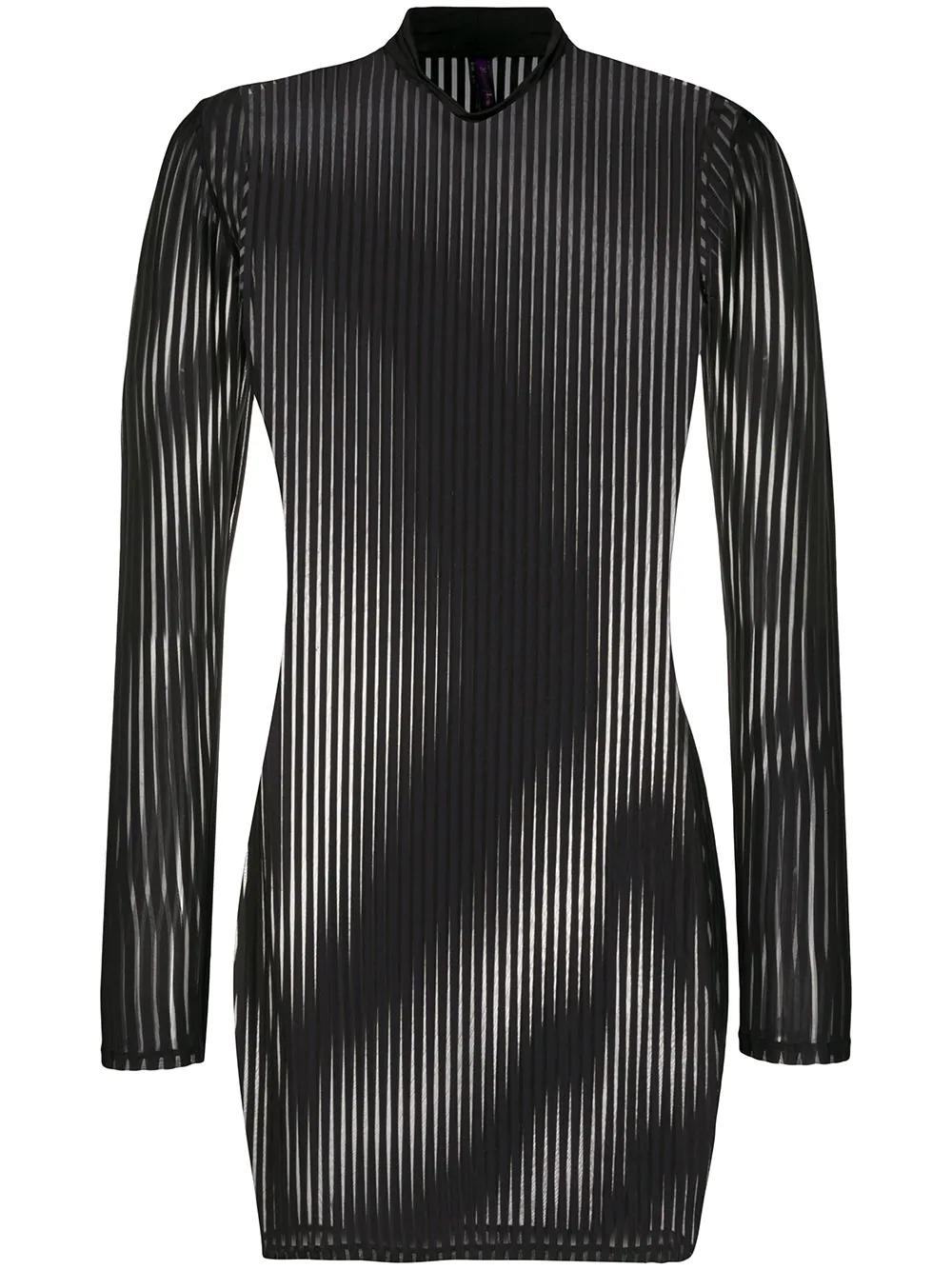 striped sheer mini dress by MAISON CLOSE
