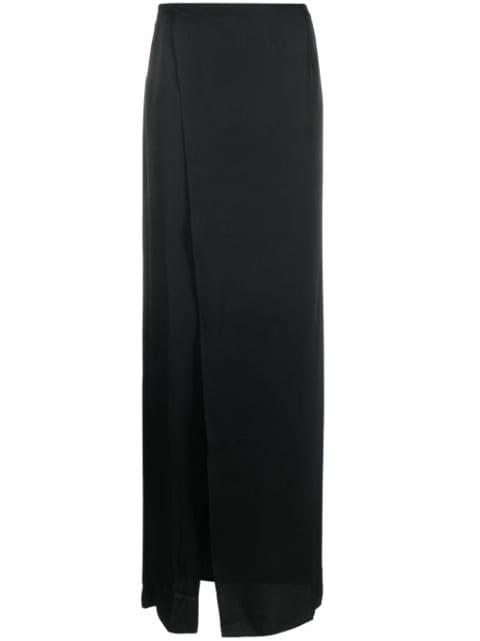wrap-design satin-finish skirt by MAISON CLOSE