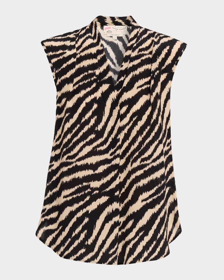 Animal-Print Silk Sleeveless Blouse by MAISON COMMON