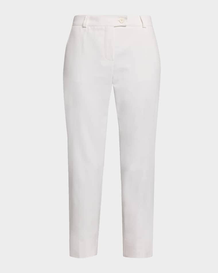 Cotton Stretch Straight-Leg Ankle Trousers by MAISON COMMON
