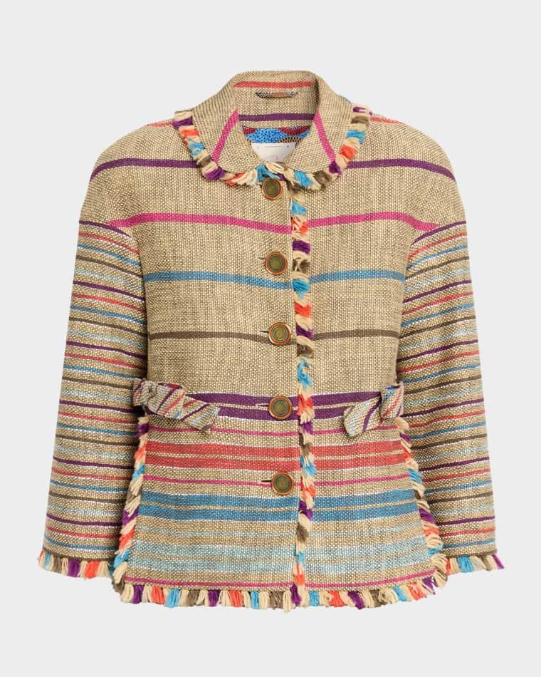 Degrade Striped Tweed Single-Breasted Jacket by MAISON COMMON
