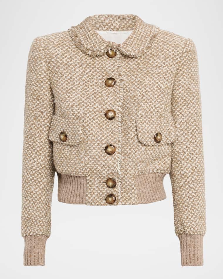 Paillette Cashmere Tweed Bomber Jacket by MAISON COMMON