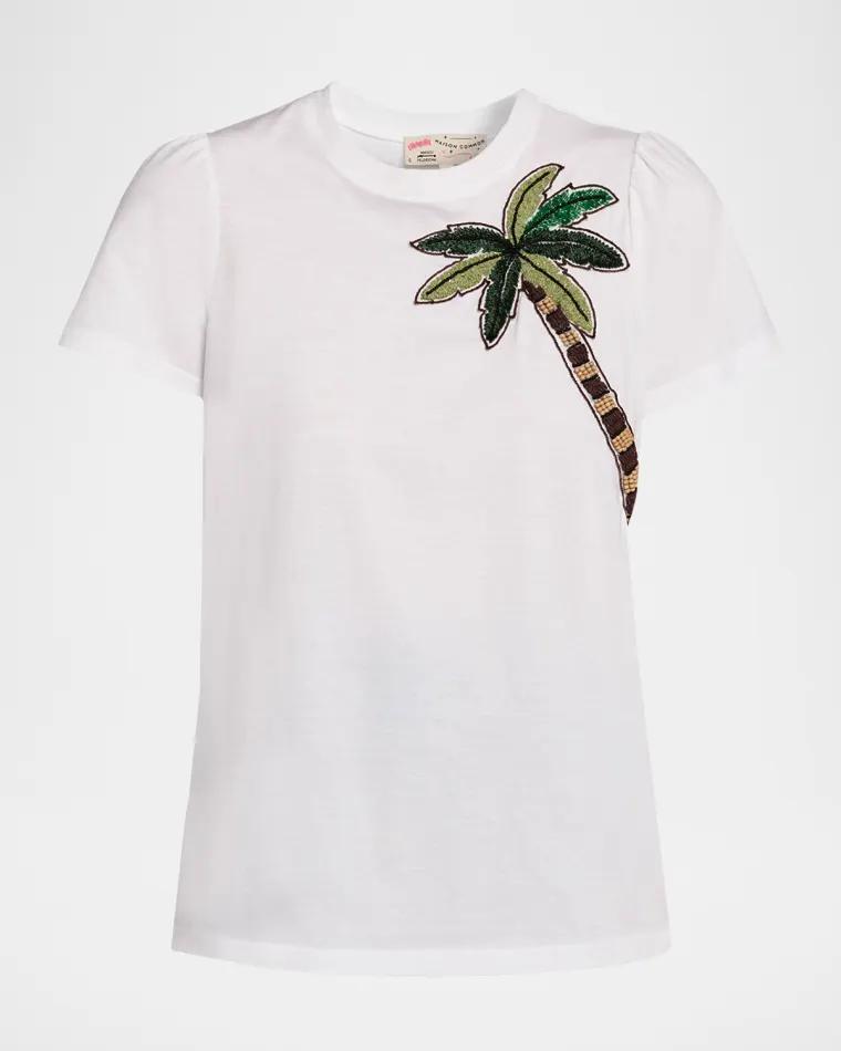 Palm Embroidered Cotton Short-Sleeve T-Shirt by MAISON COMMON
