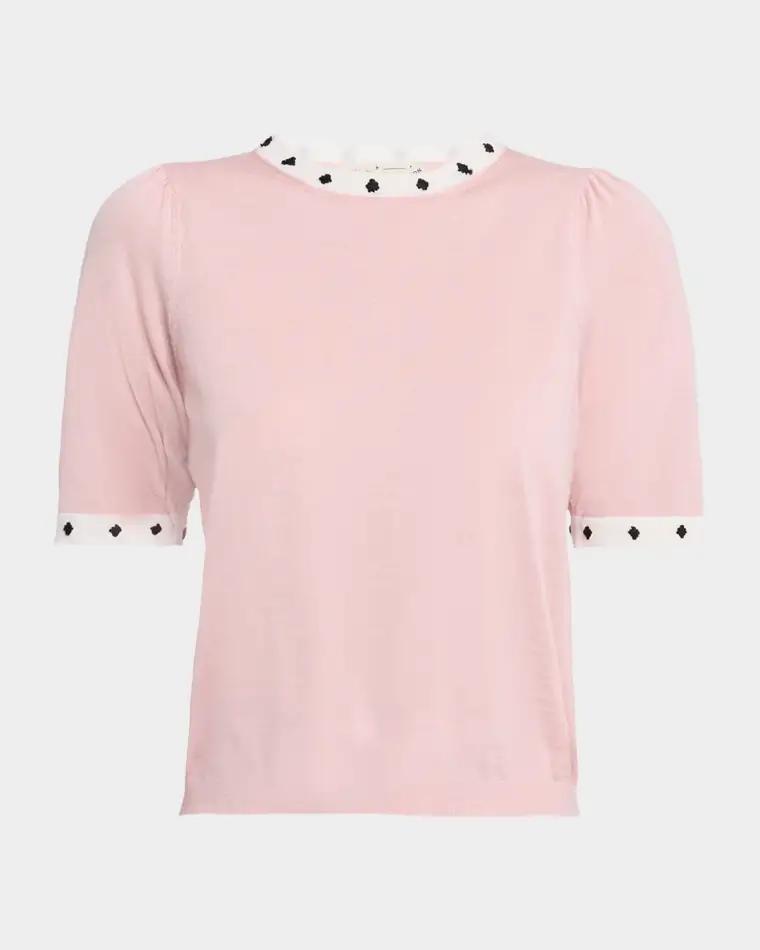 Short-Sleeve Cashmere-Blend Sweater by MAISON COMMON