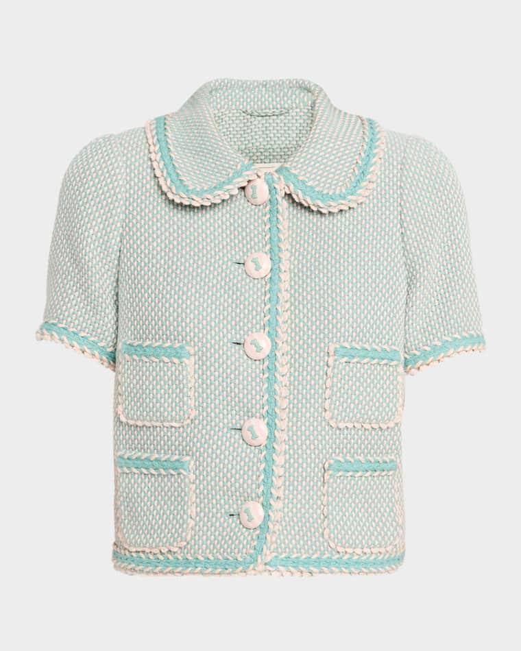 Short-Sleeve Cotton Tweed Jacket by MAISON COMMON