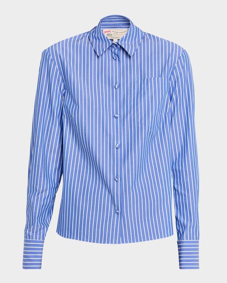 Striped Cotton Poplin Button-Down Shirt by MAISON COMMON