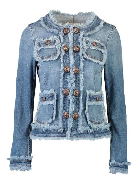 fringed-trim denim jacket by MAISON COMMON