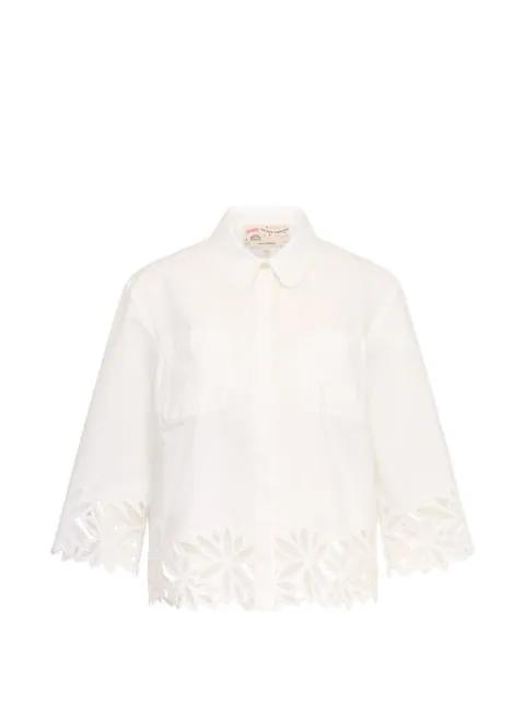 lace-trim cotton shirt by MAISON COMMON