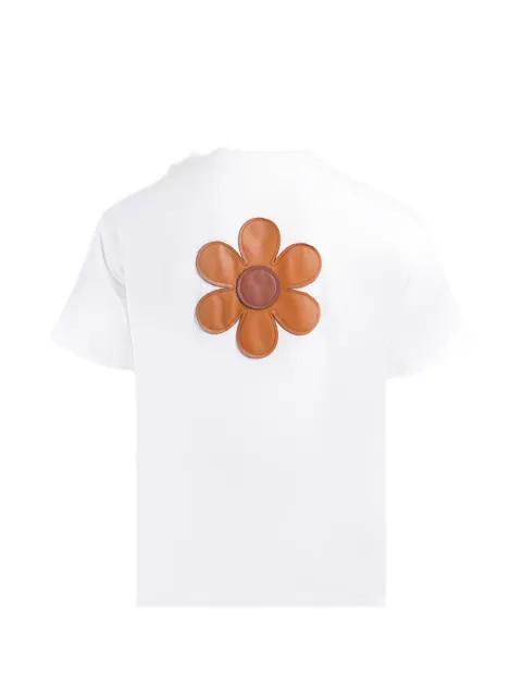 flower leather patch T-shirt by MAISON HIDEOUT