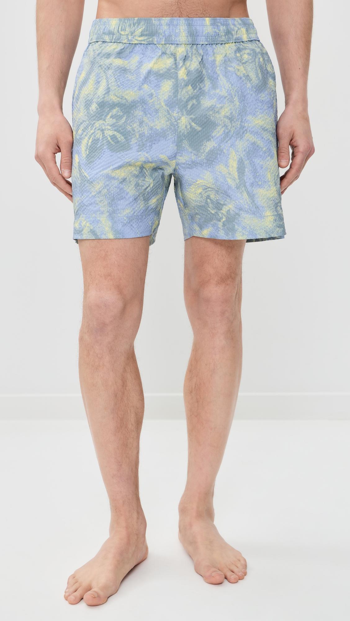 Printed Seersucker Swim Shorts 5" by MAISON KITSUNÉ
