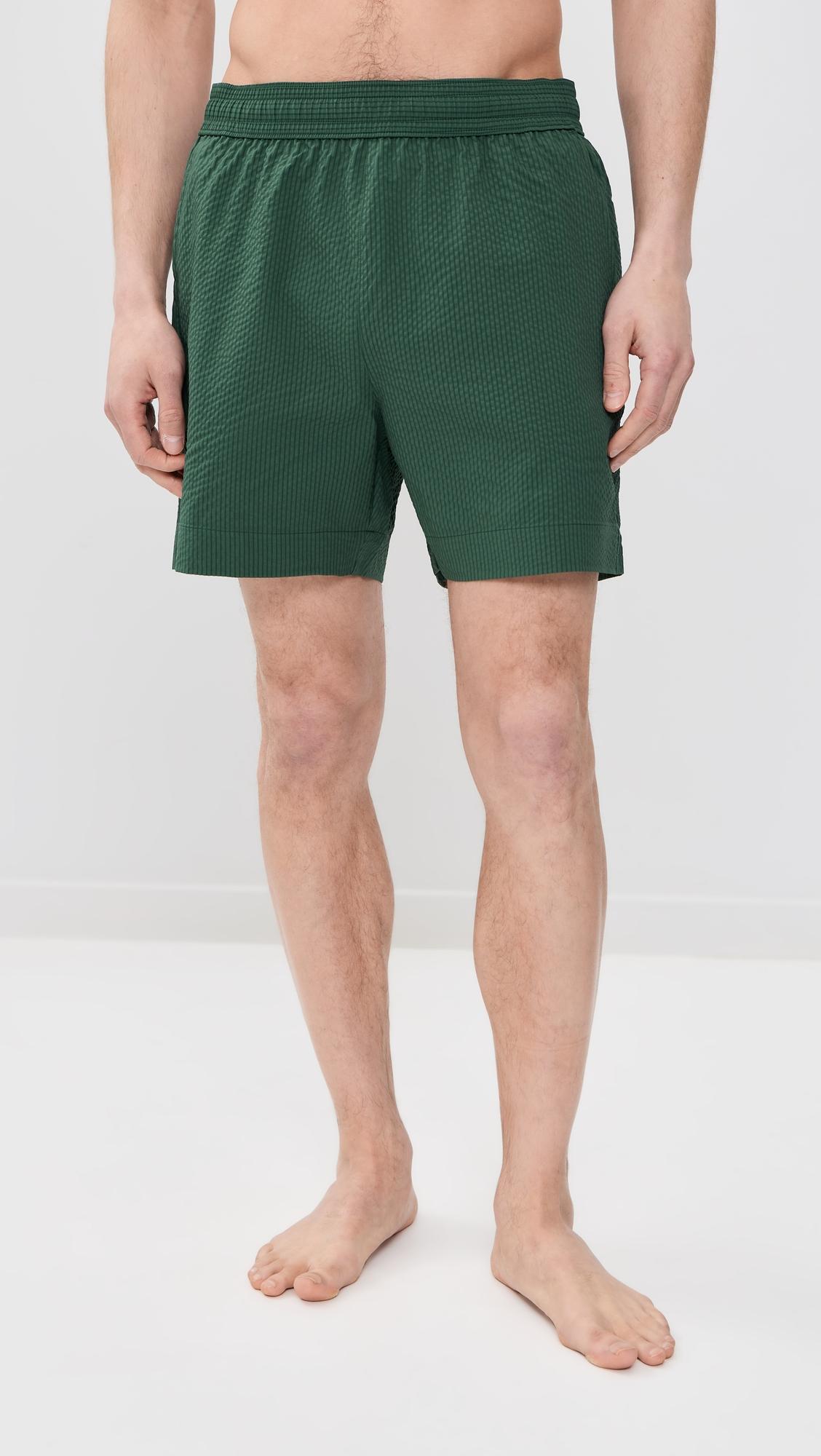 Seersucker Swim Shorts by MAISON KITSUNÉ