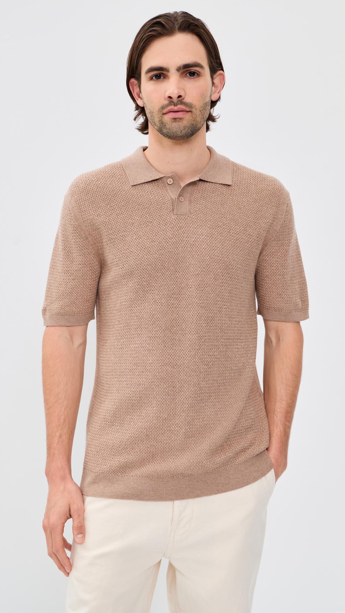 Textured Merino Cotton Short Sleeve Polo by MAISON KITSUNÉ