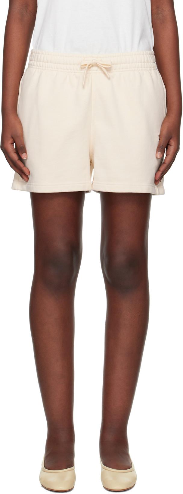 Beige Baby Fox Patch Regular Jog Shorts by MAISON KITSUNE