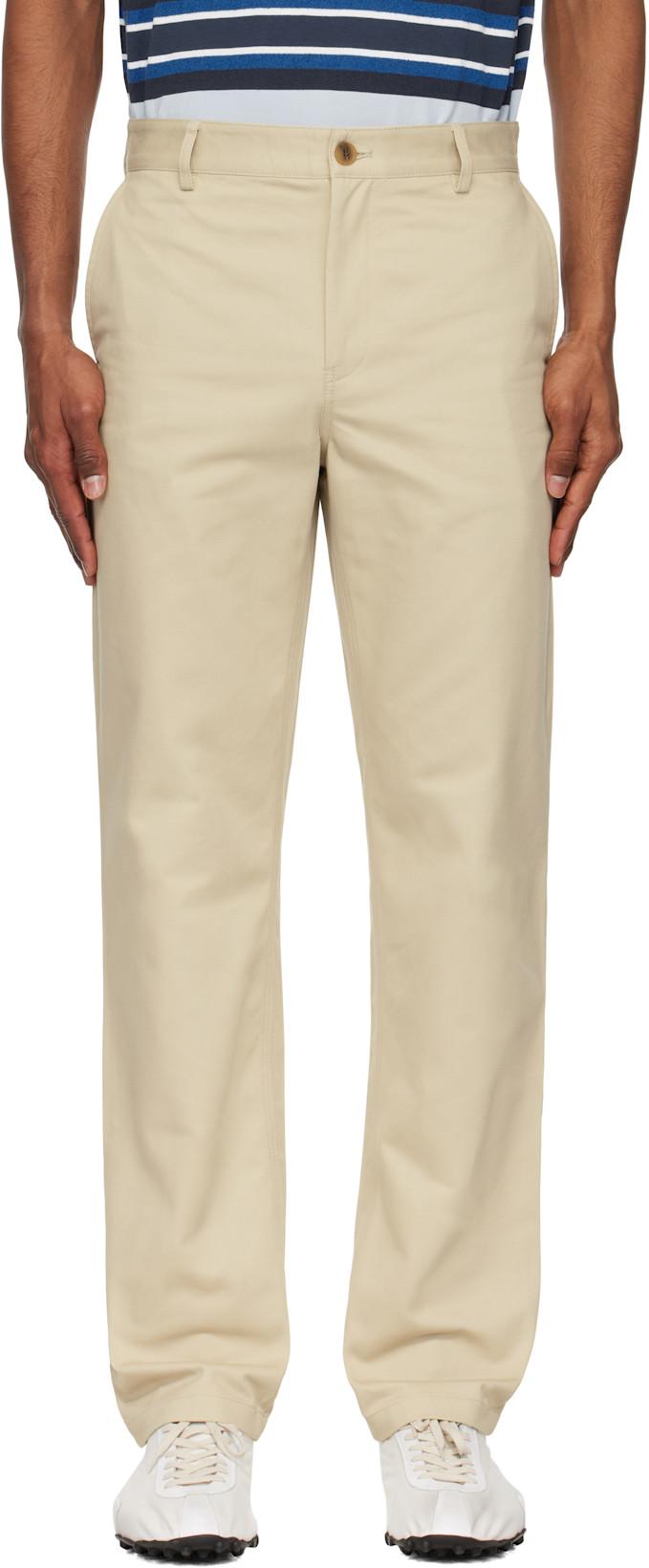 Beige Casual Chino Trousers by MAISON KITSUNE