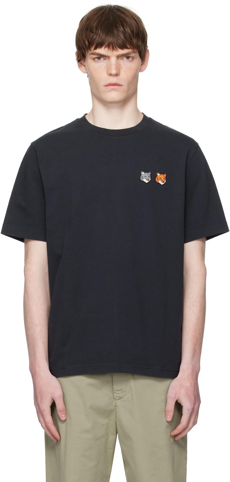 Black Double Bold Fox Head Comfort T-shirt by MAISON KITSUNE