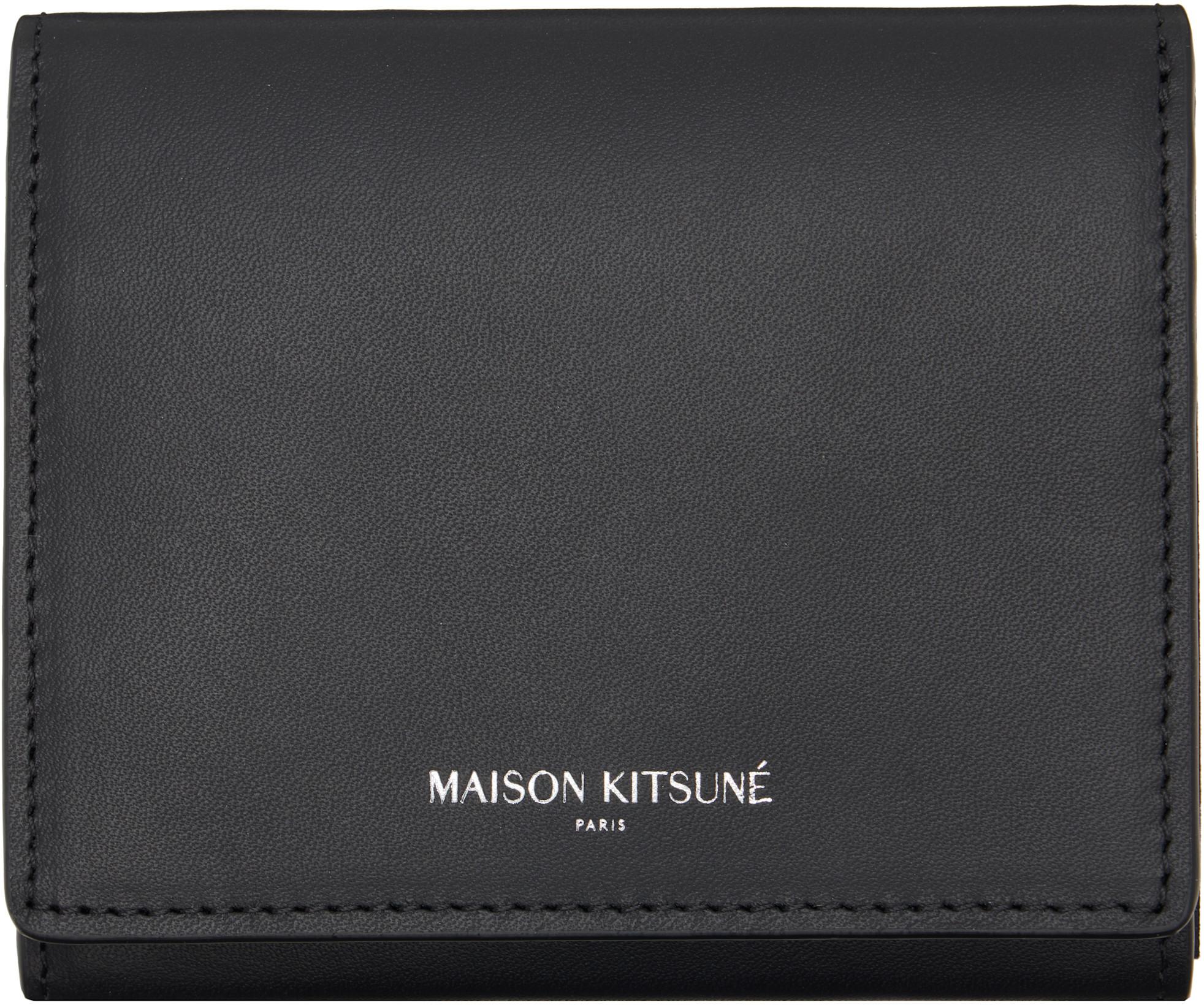 Black 'Maison Kitsuné Paris' Trifold Wallet by MAISON KITSUNE
