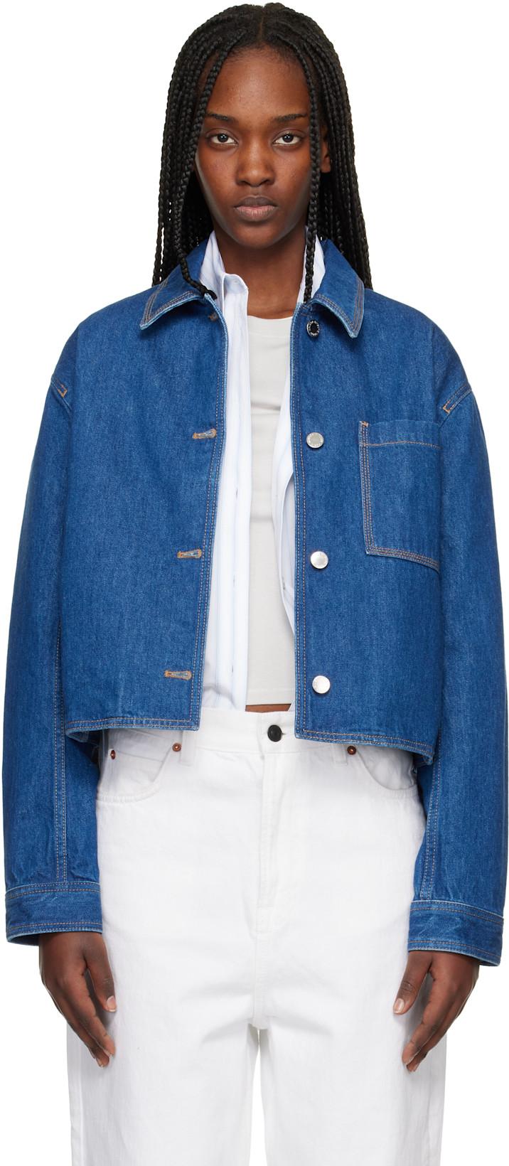 Blue Cropped Denim Jacket by MAISON KITSUNE