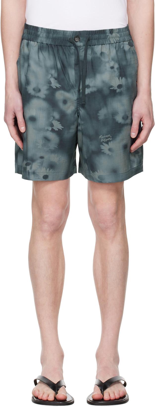 Blue Elasticated Shorts by MAISON KITSUNE