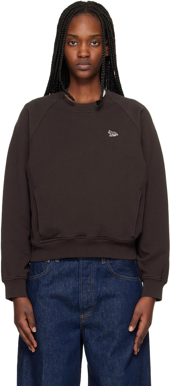 Brown Baby Fox Open Pocket Sweatshirt by MAISON KITSUNE