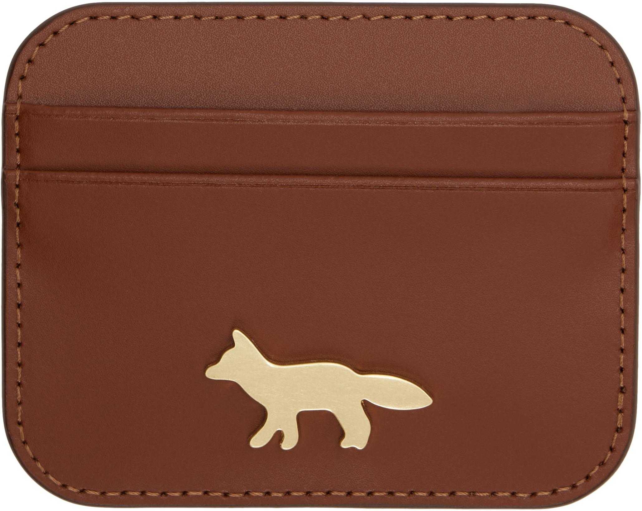 Brown Edie Card Holder by MAISON KITSUNE
