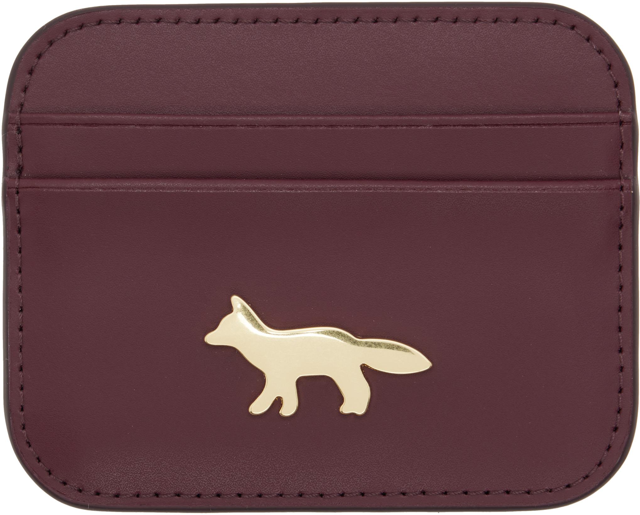 Burgundy Edie Card Holder by MAISON KITSUNE