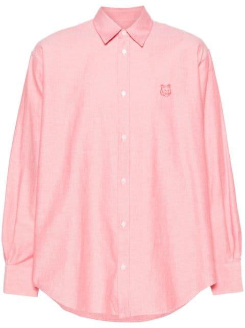 Contour Fox Head-embroidery cotton shirt by MAISON KITSUNE
