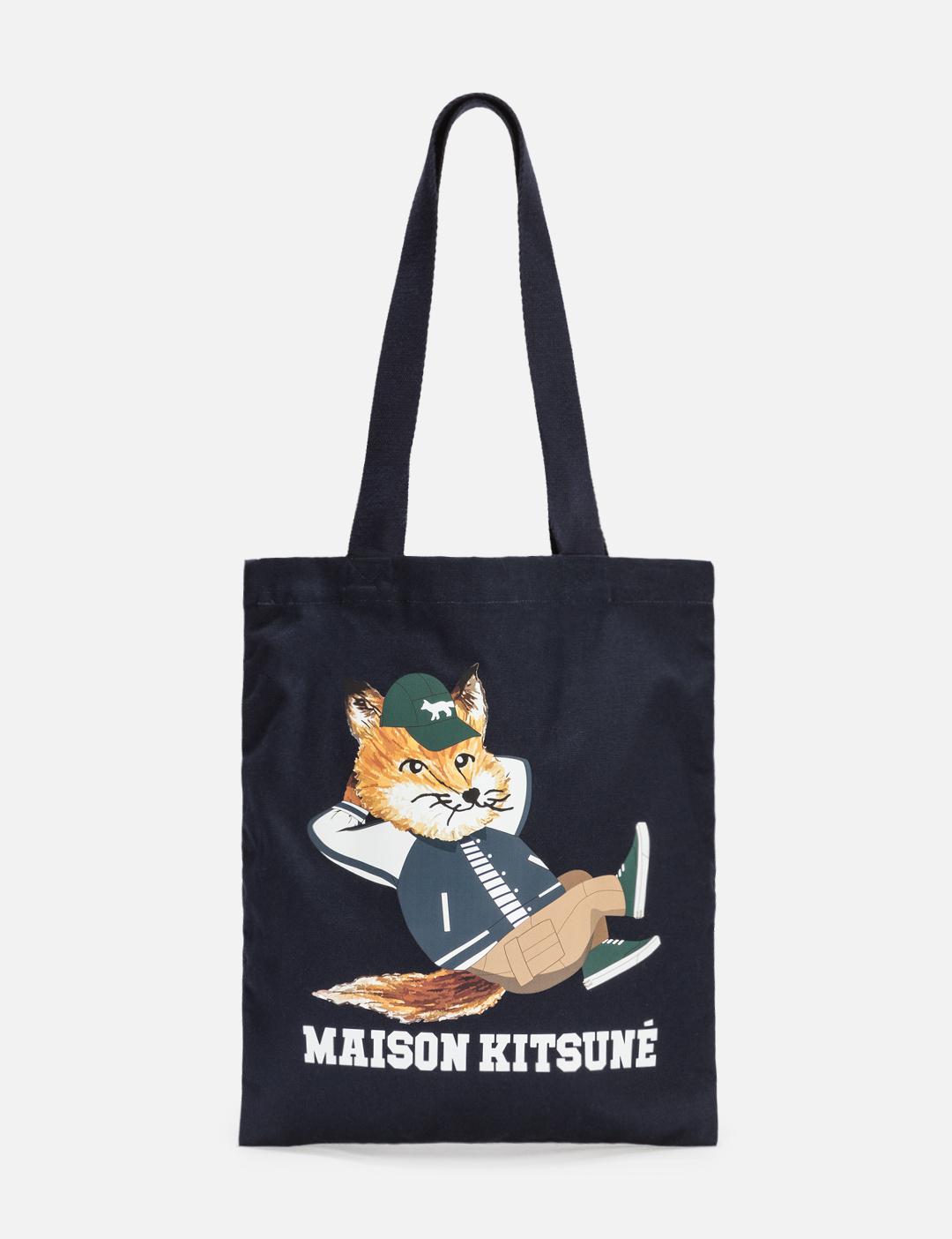 ☆関税込☆Maison Kitsune★Frenchie Dressed Fox Tote Bag Wine Maison Kitsune Unisex Dressed Fox Tote Bag Wine Lees