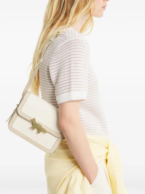 Edie fox-plaque leather-trim shoulder bag by MAISON KITSUNE