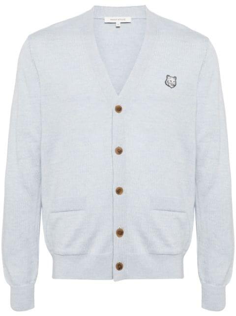 Fox Head-appliqué wool cardigan by MAISON KITSUNE