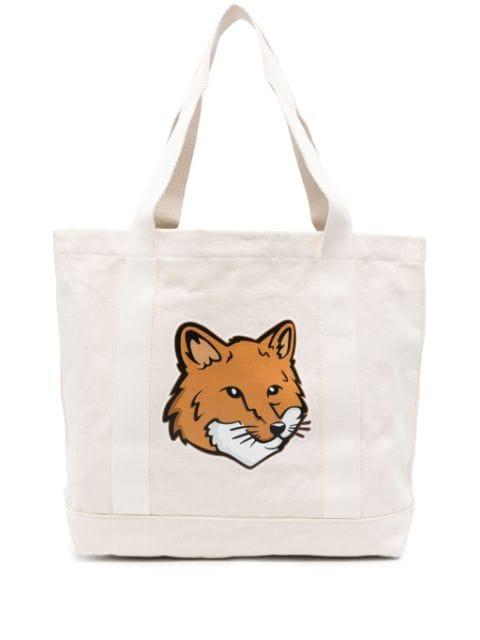Fox Head canvas tote bag by MAISON KITSUNE