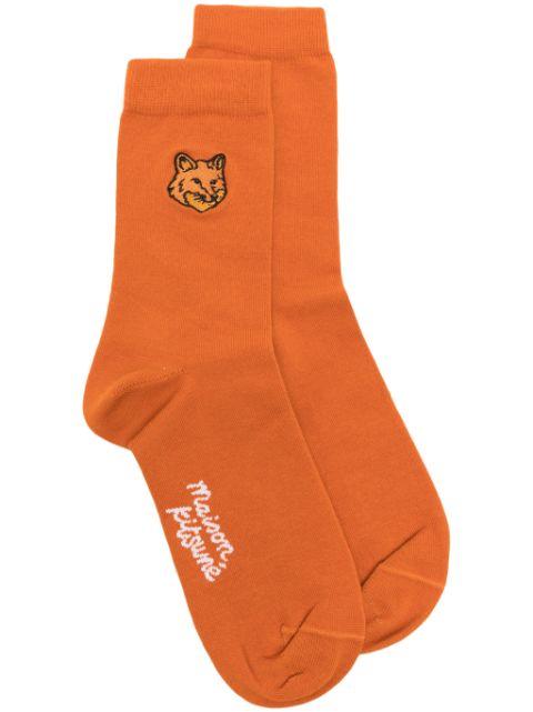 Fox Head logo-intarsia socks by MAISON KITSUNE