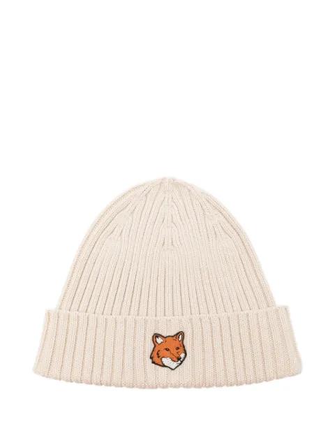 Fox Head ribbed-knit beanie hat by MAISON KITSUNE