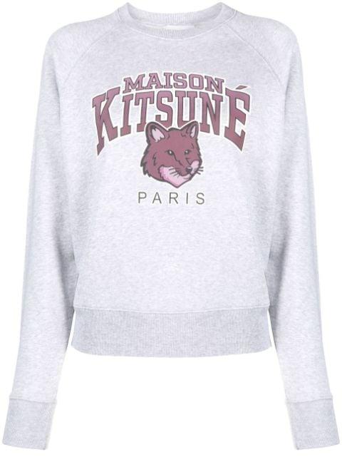 Fox-motif mélange-effect cotton jumper by MAISON KITSUNE