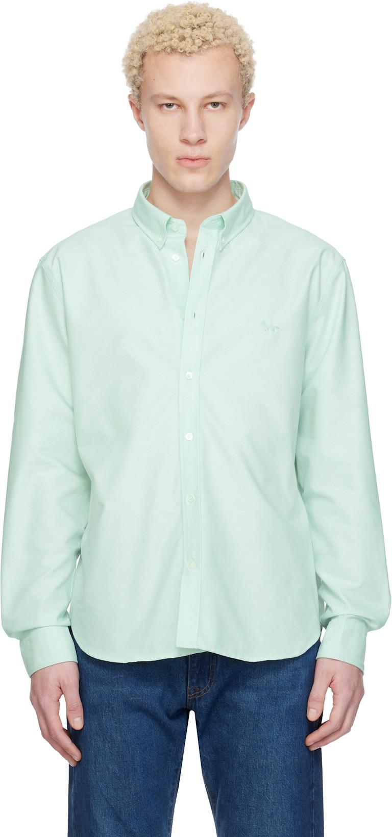 Green Profile Fox Casual Shirt by MAISON KITSUNE