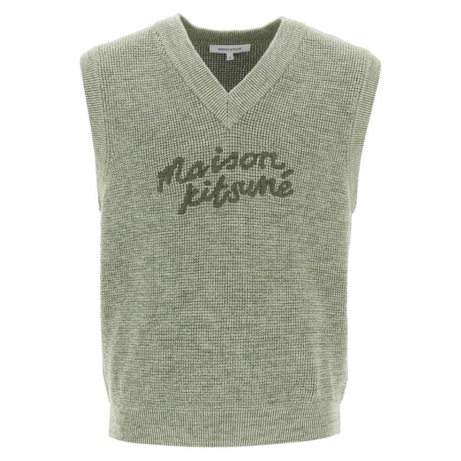 Maison Kitsune Embroidered Logo Sleeveless Sweater by MAISON KITSUNE