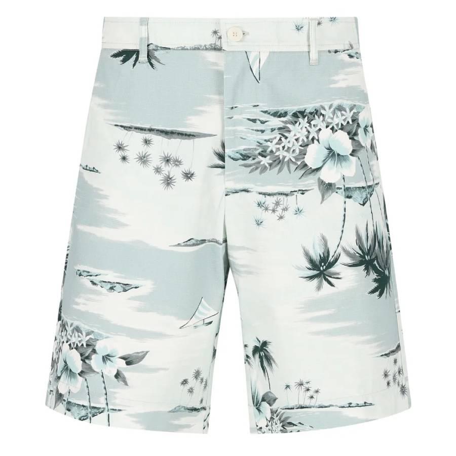 Maison Kitsune Seafoam Graphic Board Shorts by MAISON KITSUNE