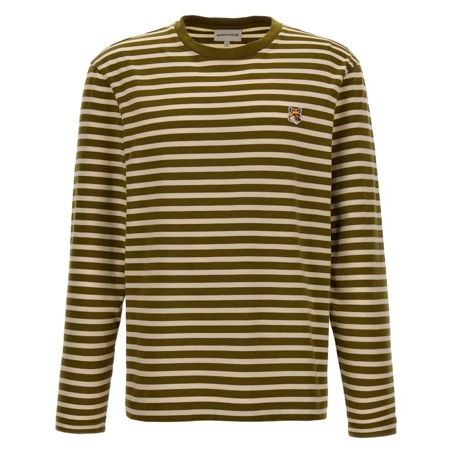 Maison Kitsune Striped Fox Head Patch T-Shirt by MAISON KITSUNE